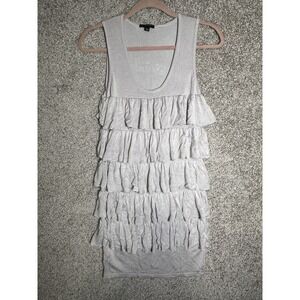 Sisley Ruffle Tiered Sleeveless Knit Dress Gray 100% Viscose XS
